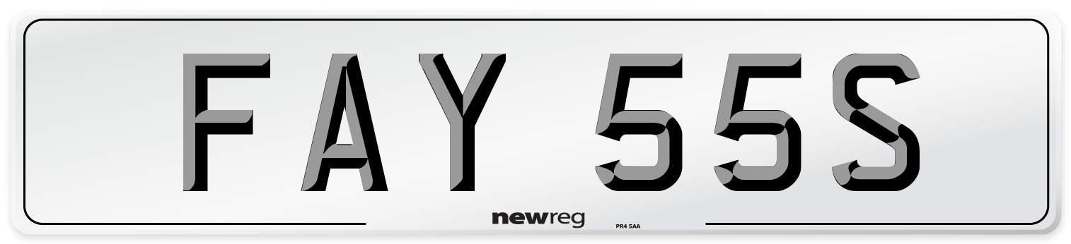 FAY 55S Number Plate from New Reg